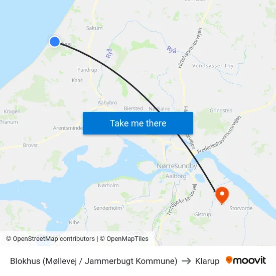 Blokhus (Møllevej / Jammerbugt Kommune) to Klarup map