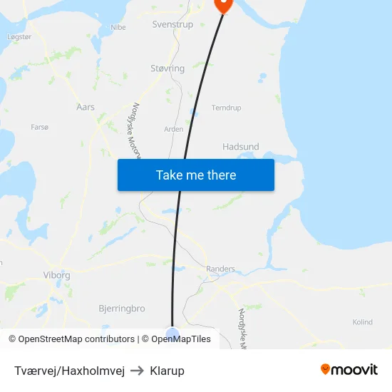 Tværvej/Haxholmvej to Klarup map