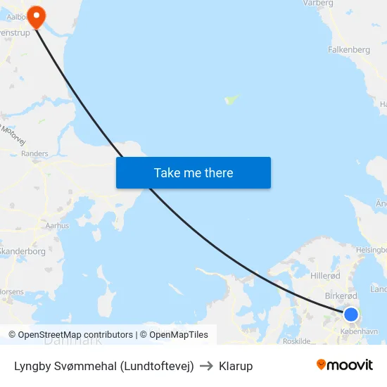 Lyngby Svømmehal (Lundtoftevej) to Klarup map