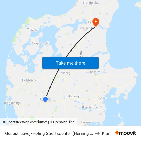 Gullestrupvej/Holing Sportscenter (Herning Kom) to Klarup map