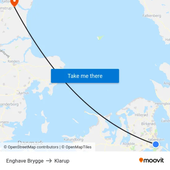 Enghave Brygge to Klarup map