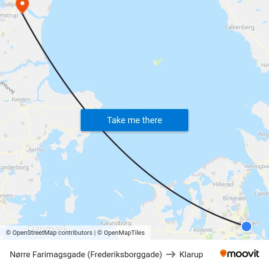 Nørre Farimagsgade (Frederiksborggade) to Klarup map