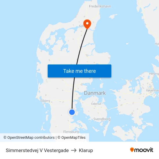 Simmerstedvej V Vestergade to Klarup map