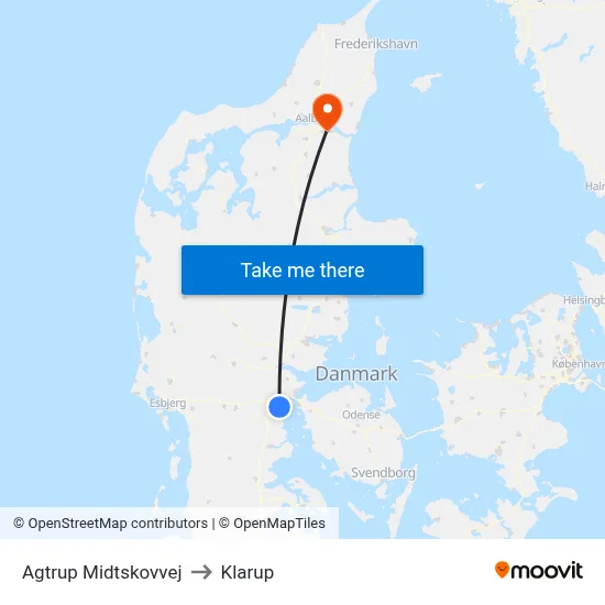 Agtrup Midtskovvej to Klarup map