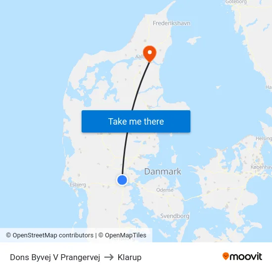Dons Byvej V Prangervej to Klarup map