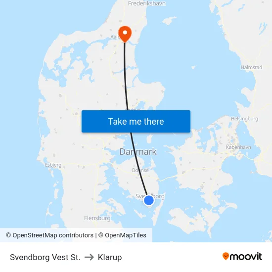 Svendborg Vest St. to Klarup map