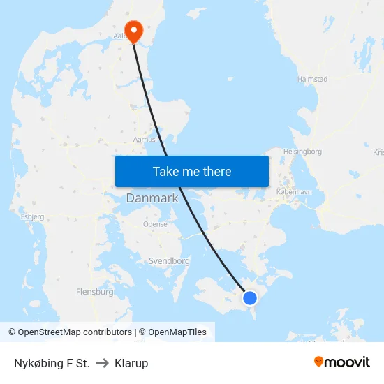 Nykøbing F St. to Klarup map