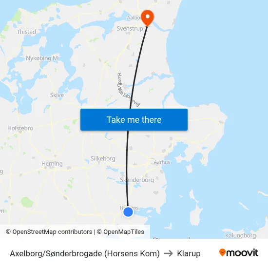 Axelborg/Sønderbrogade (Horsens Kom) to Klarup map