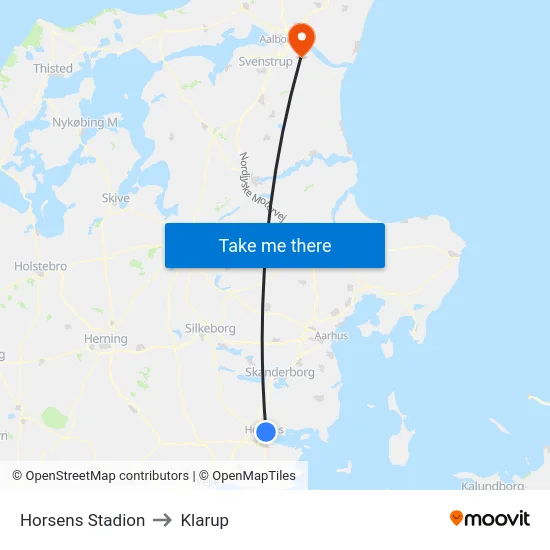 Horsens Stadion to Klarup map