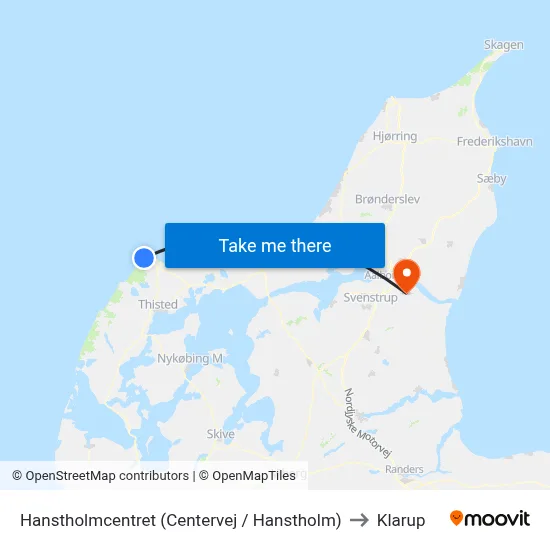 Hanstholmcentret (Centervej / Hanstholm) to Klarup map