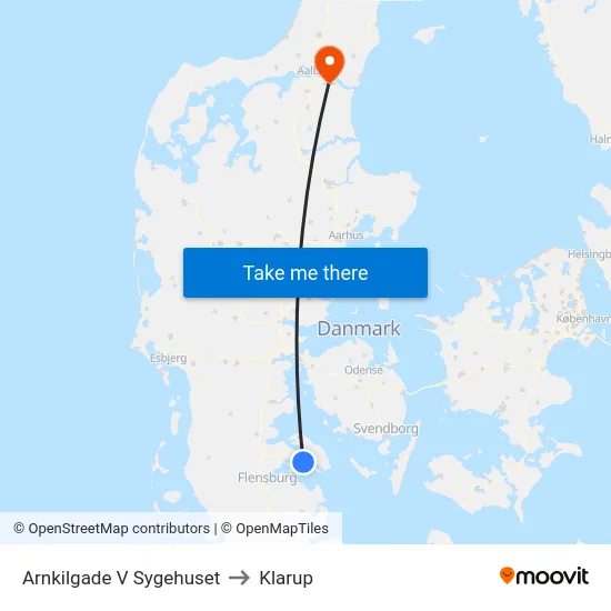 Arnkilgade V Sygehuset to Klarup map