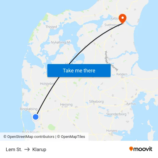 Lem St. to Klarup map