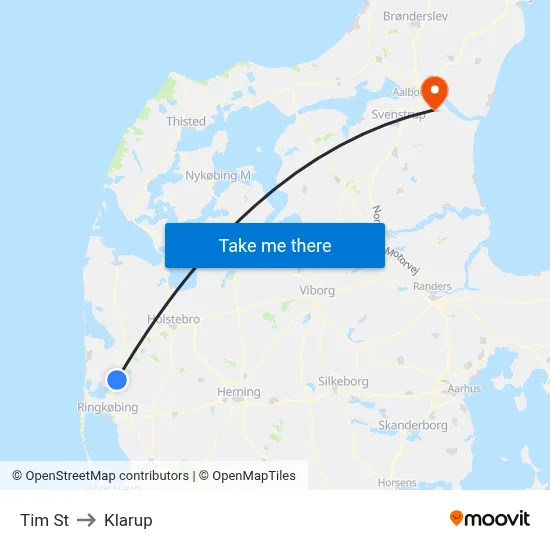 Tim St to Klarup map