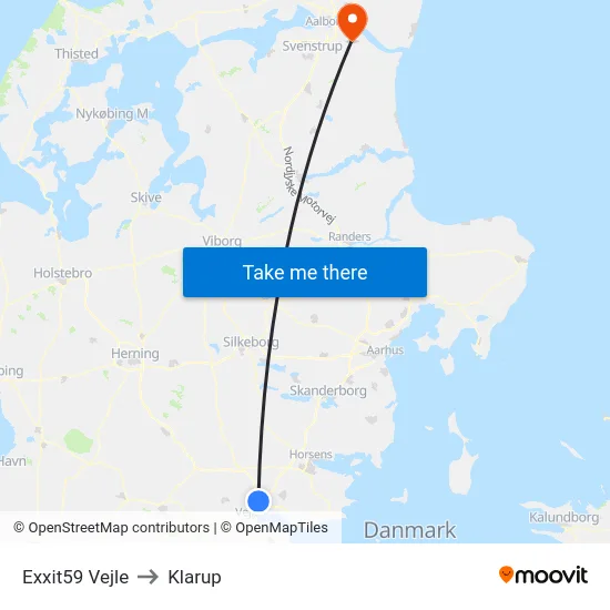 Exxit59 Vejle to Klarup map