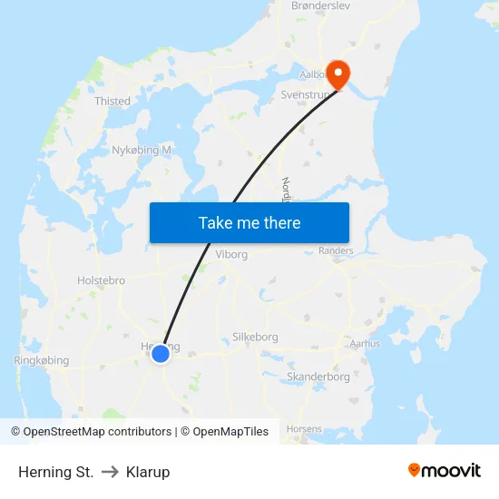 Herning St. to Klarup map