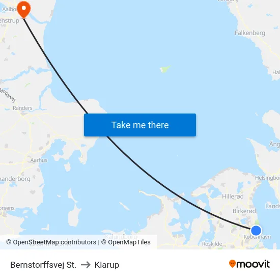 Bernstorffsvej St. to Klarup map