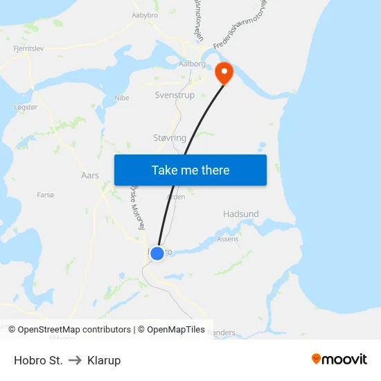 Hobro St. to Klarup map