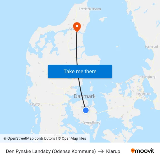 Den Fynske Landsby (Odense Kommune) to Klarup map