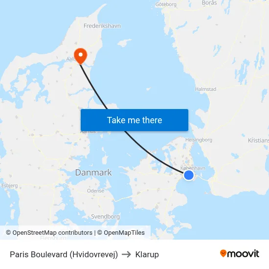 Paris Boulevard (Hvidovrevej) to Klarup map