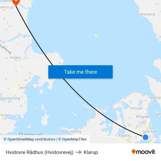 Hvidovre Rådhus (Hvidovrevej) to Klarup map