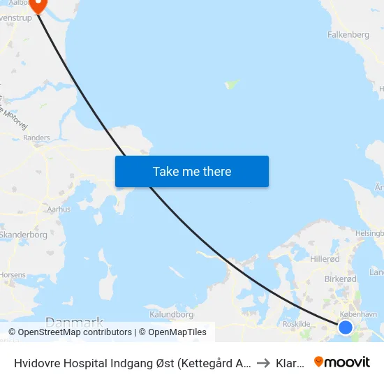 Hvidovre Hospital Indgang Øst (Kettegård Allé) to Klarup map