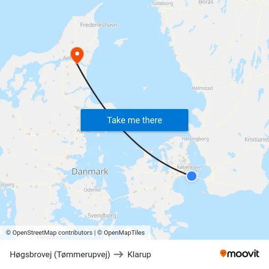 Høgsbrovej (Tømmerupvej) to Klarup map