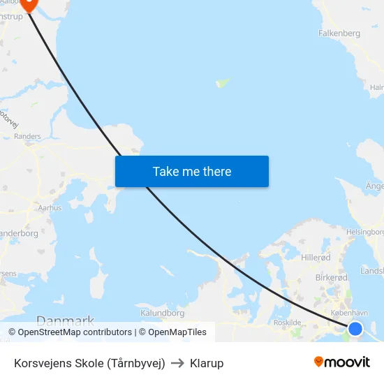 Korsvejens Skole (Tårnbyvej) to Klarup map