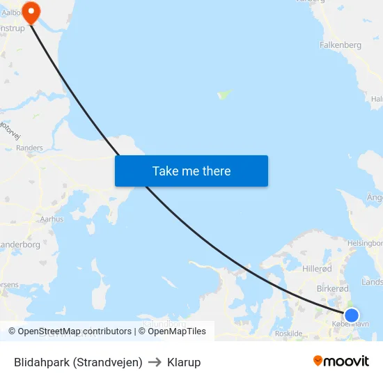 Blidahpark (Strandvejen) to Klarup map