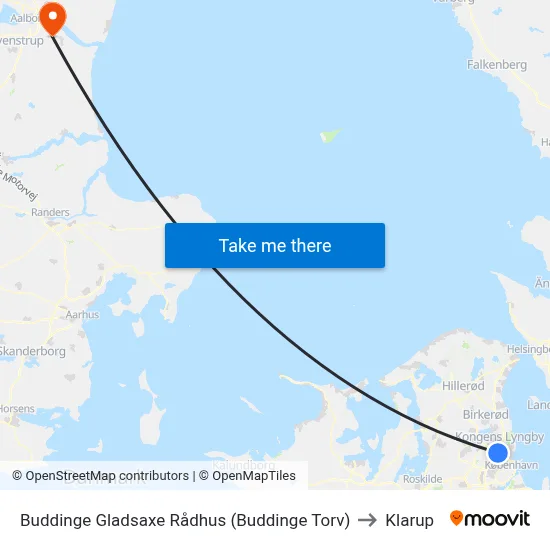 Buddinge Gladsaxe Rådhus (Buddinge Torv) to Klarup map