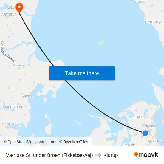 Værløse St. under Broen (Fiskebækvej) to Klarup map