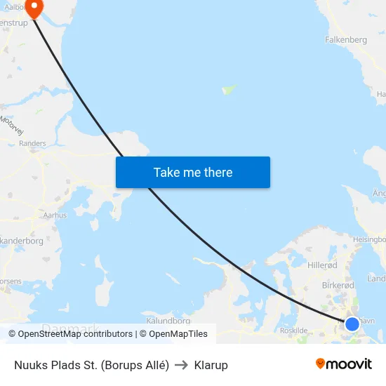 Nuuks Plads St. (Borups Allé) to Klarup map