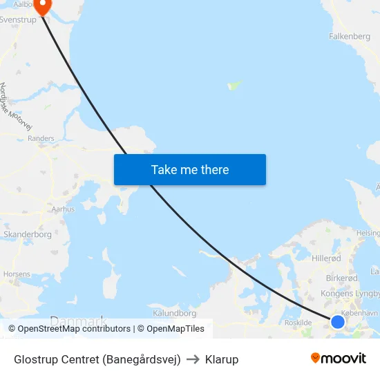 Glostrup Centret (Banegårdsvej) to Klarup map