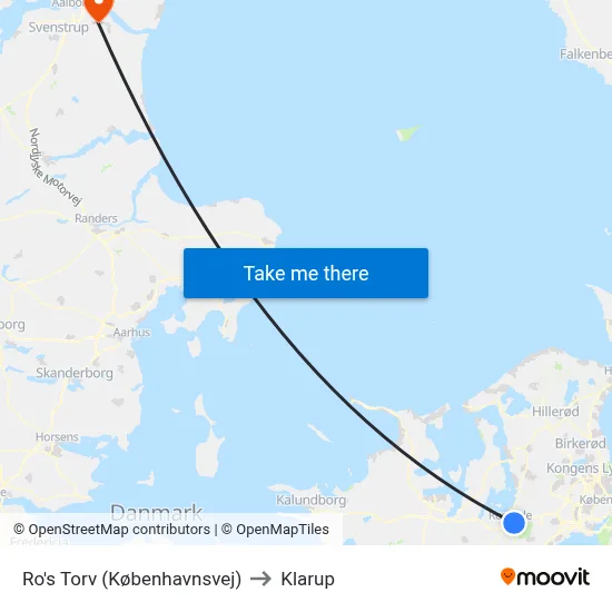 Ro's Torv (Københavnsvej) to Klarup map