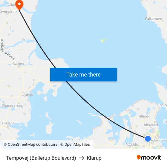 Tempovej (Ballerup Boulevard) to Klarup map