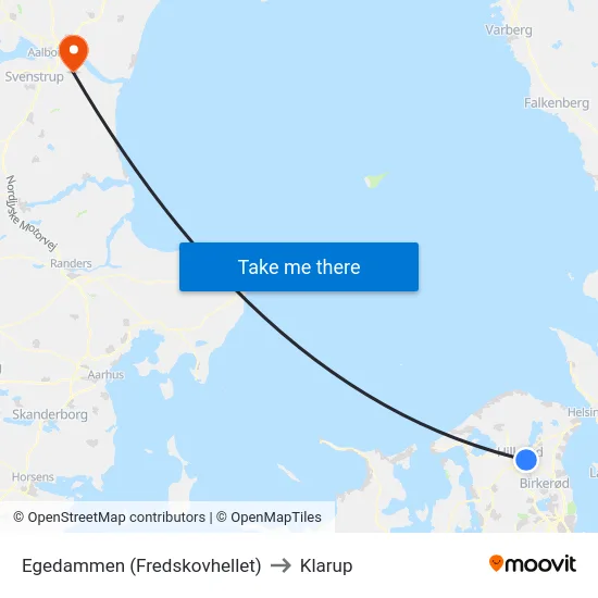 Egedammen (Fredskovhellet) to Klarup map