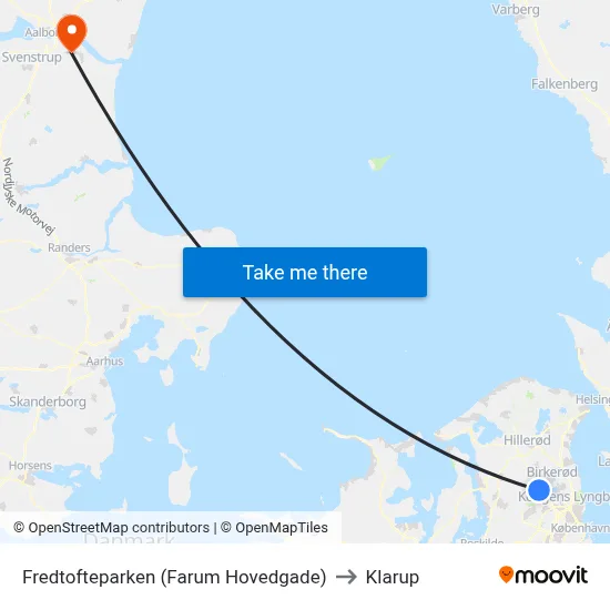 Fredtofteparken (Farum Hovedgade) to Klarup map