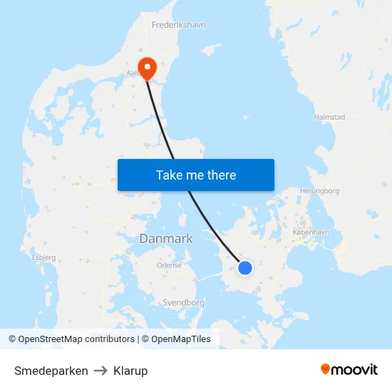 Smedeparken to Klarup map