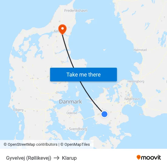Gyvelvej (Røllikevej) to Klarup map