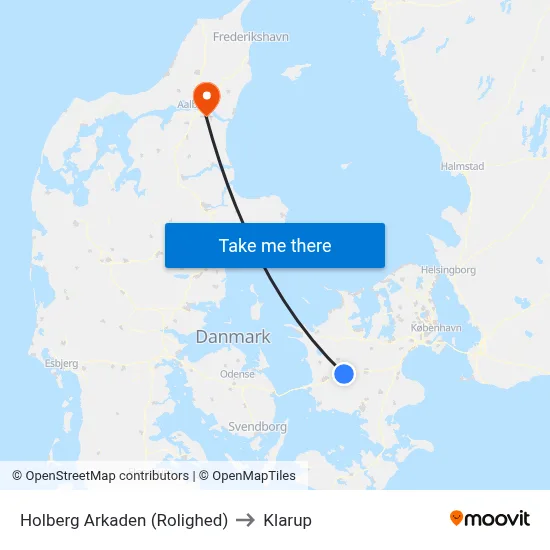 Holberg Arkaden (Rolighed) to Klarup map
