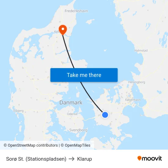 Sorø St. (Stationspladsen) to Klarup map