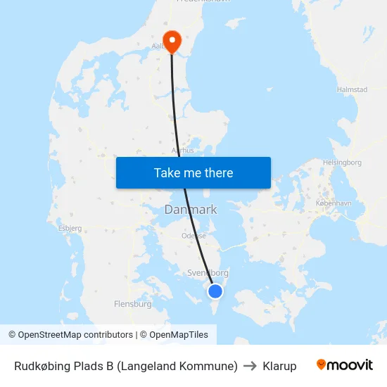 Rudkøbing Plads B (Langeland Kommune) to Klarup map