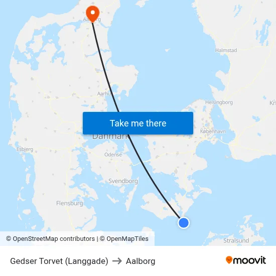 Gedser Torvet (Langgade) to Aalborg map