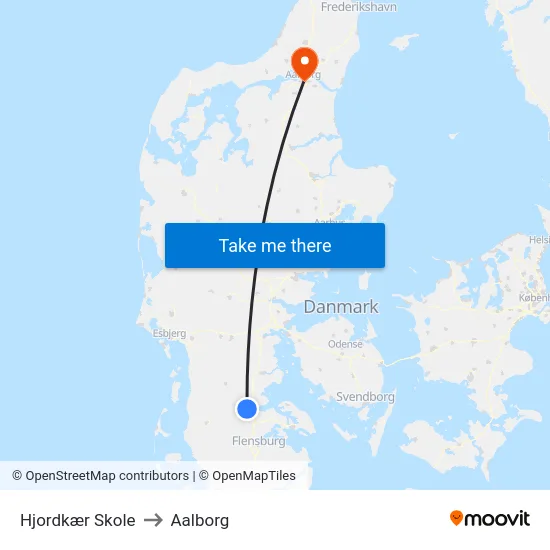 Hjordkær Skole to Aalborg map