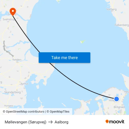 Møllevangen (Sørupvej) to Aalborg map