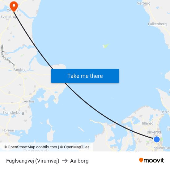 Fuglsangvej (Virumvej) to Aalborg map