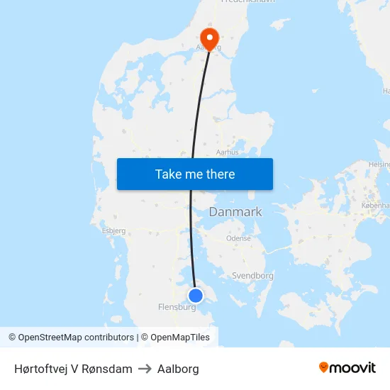 Hørtoftvej V Rønsdam to Aalborg map