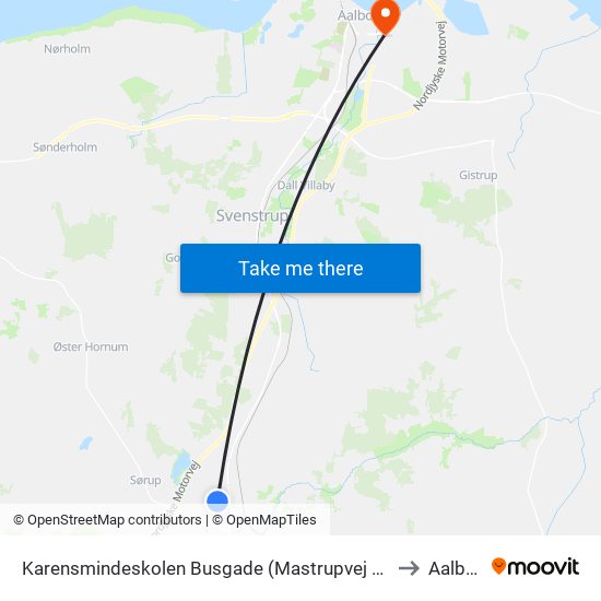 Karensmindeskolen (Mastrupvej / Støvring) to Aalborg map