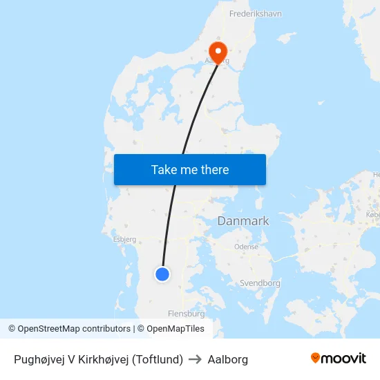 Pughøjvej V Kirkhøjvej (Toftlund) to Aalborg map