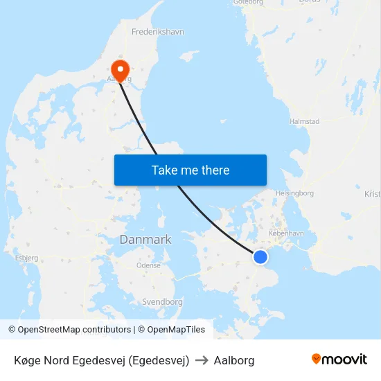 Køge Nord Egedesvej (Egedesvej) to Aalborg map
