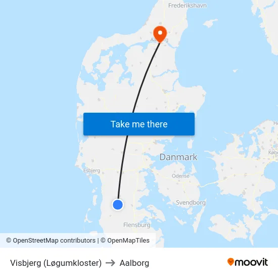 Visbjerg (Løgumkloster) to Aalborg map